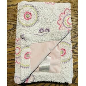 Little Miracles Flower Print Pink Sherpa Baby Blanket Plush Costco Purple Circle